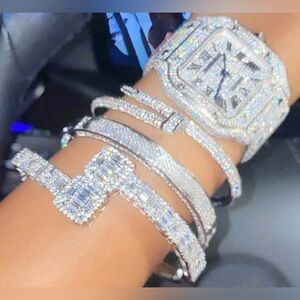 Iced Out King Square Ice Clique Watch Bracelet 24k Princess Quartz 40mm